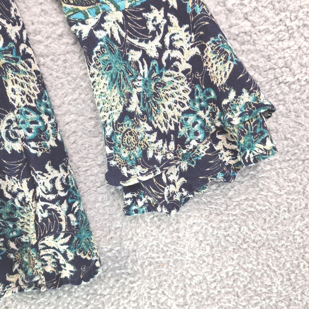 Free People Top Womens Small Blue Paisley Floral Flutter‎ Sleeves Boho - Picture 3 of 8